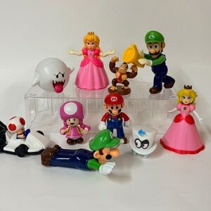 Super Mario Mixed Lot of 10 Toy Figures Boo Ghost Toadette Cappy Jakks McDonalds